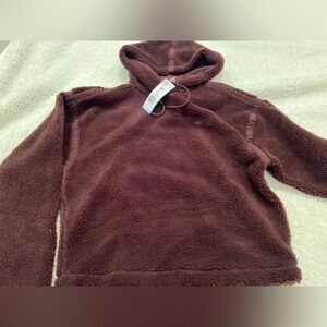 Brown oversized fleece adidas hoodie sweatshirt